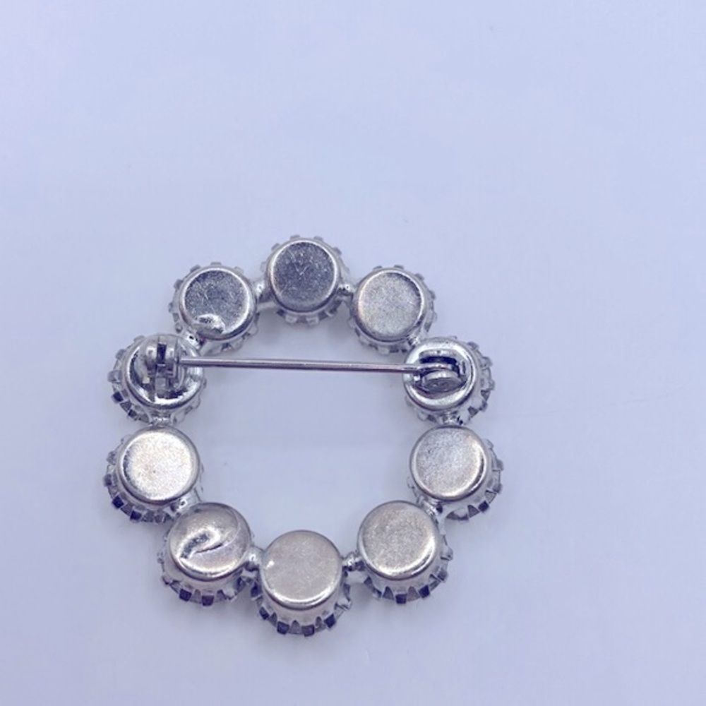 Vintage Round Rhinestone Brooch - Picture 2 of 4